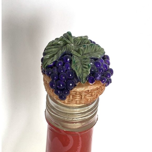 Basket of Grapes Cork Bottle Topper Hand Painted Ceramic Porcelain 17.5mm x 21mm - Picture 5 of 10